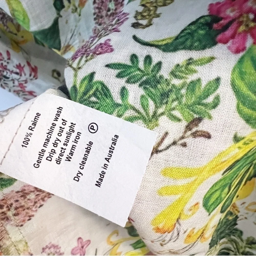 Jiva Clothing Floral Raime Green Tunic Blouse 3/4 Sleeves Size 2 (10-12 US)
